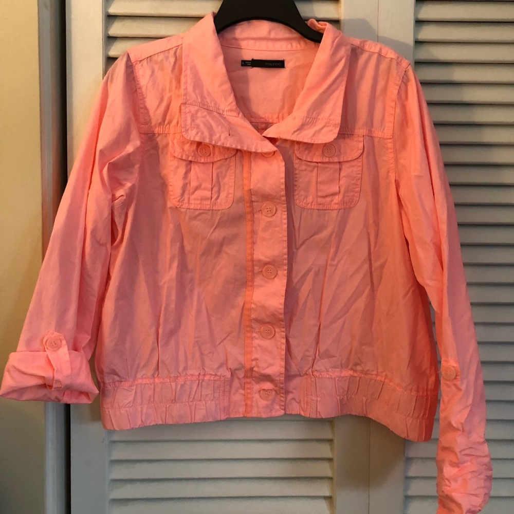 Crop pink bomber style cotton jacket style